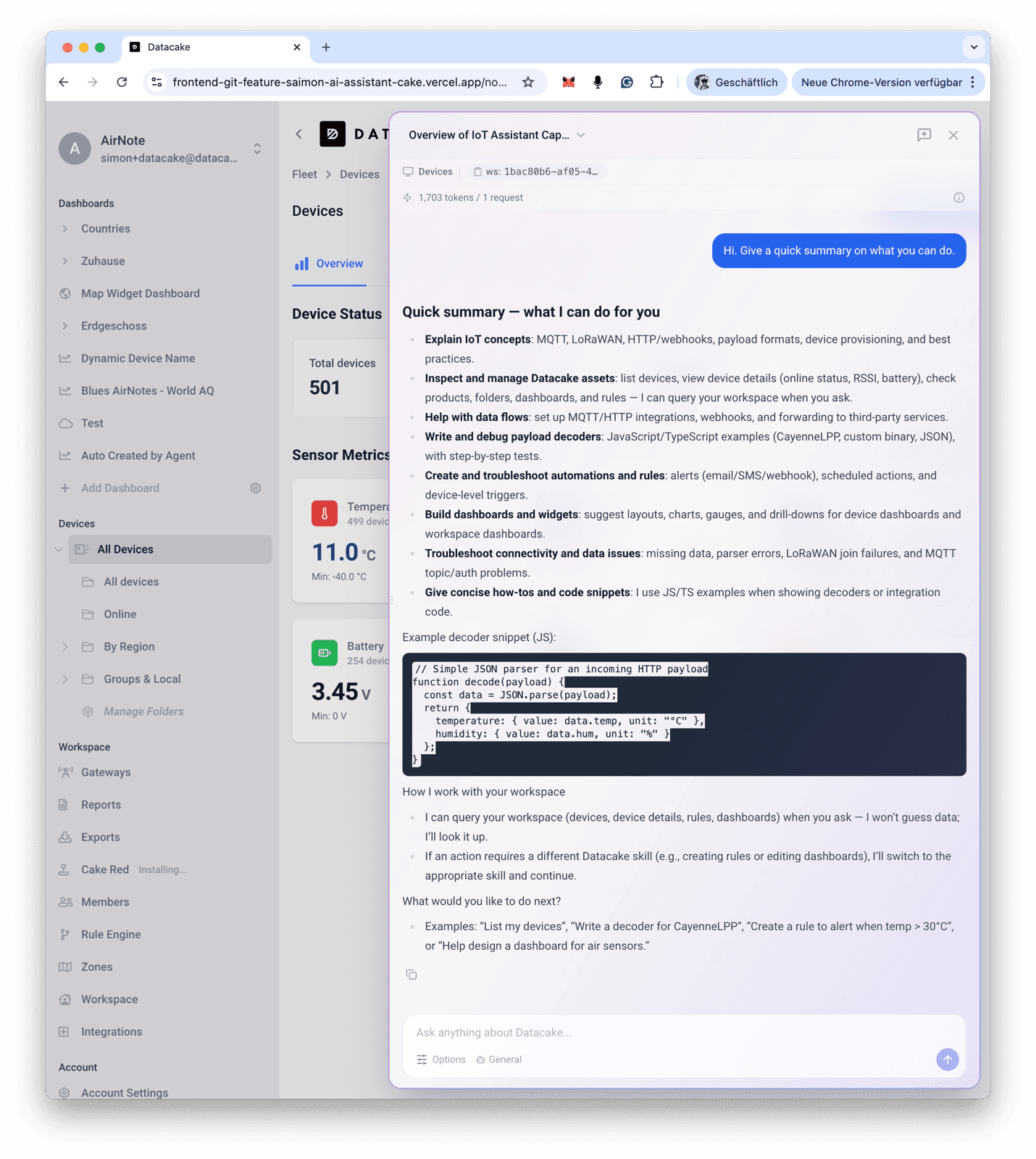 AI assistant analyzing building data