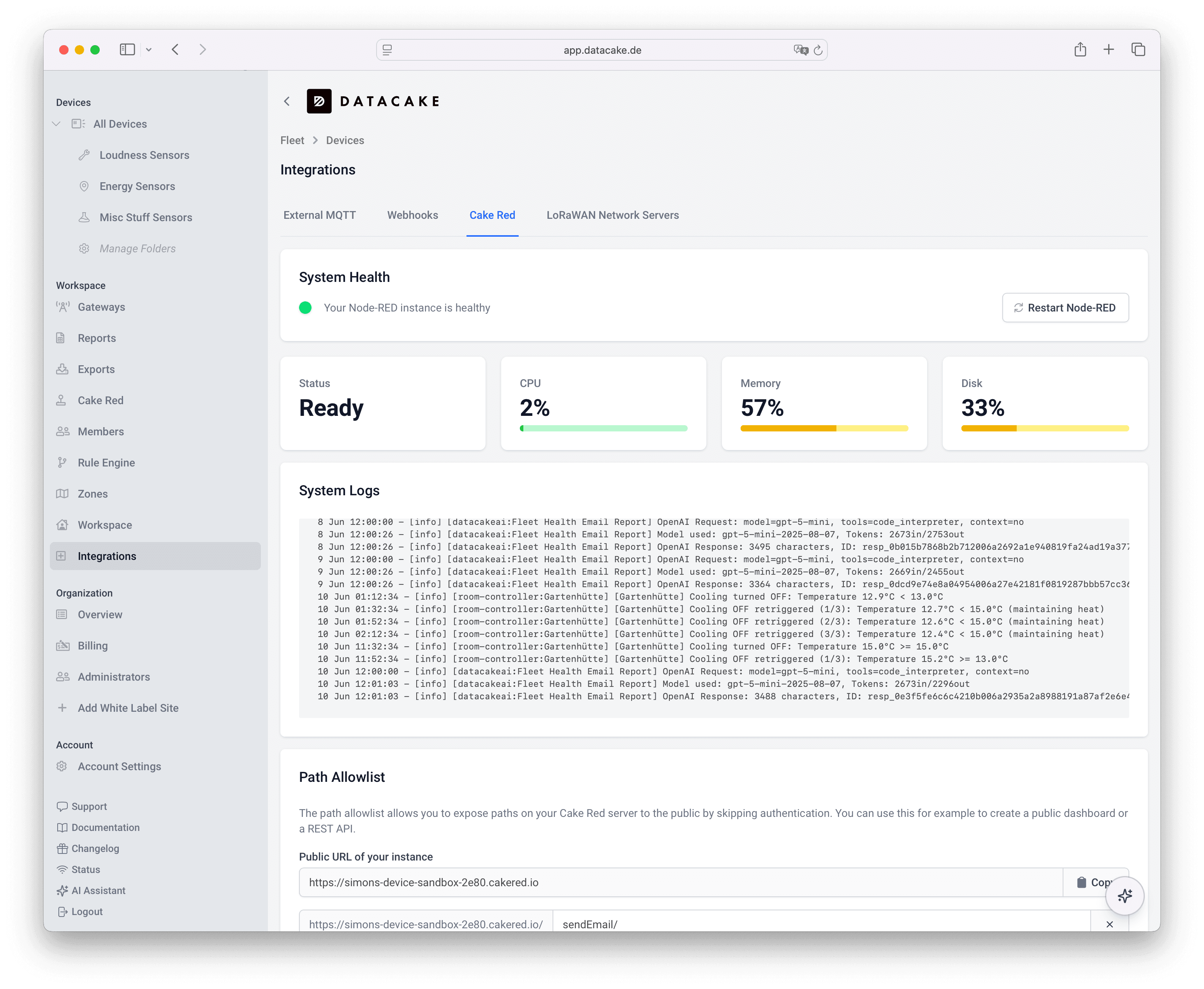 Integrations overview for streaming sensor data into external systems
